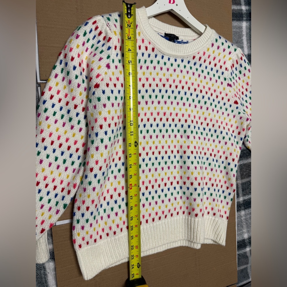 Talbots PUFF SLEEVE CREWNECK PULLOVER SPECKLED DOTS Rainbow Pride - Picture 5 of 8